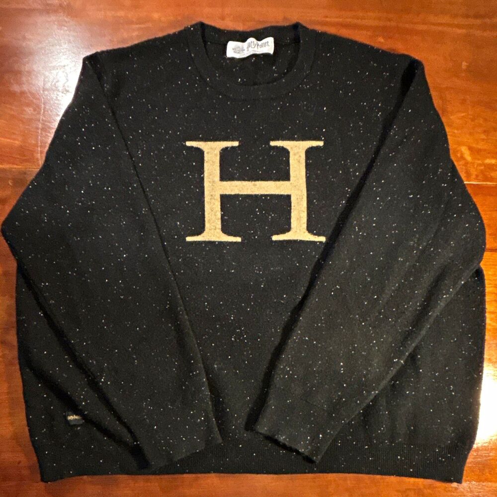 Wizarding World Harry Potter "H" Logo Black Speckled Knit Pullover 3XL